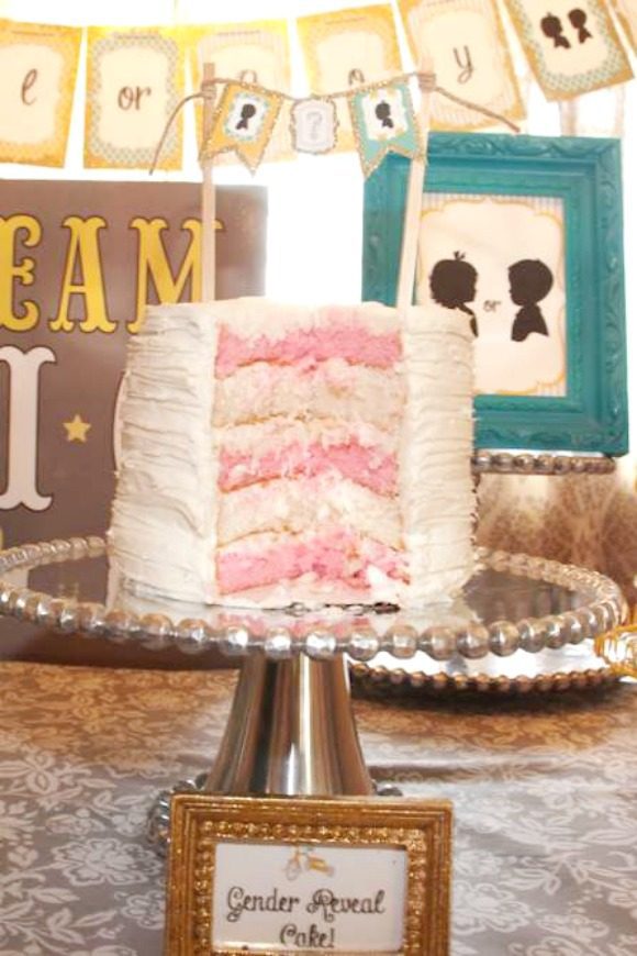 Gender Reveal Baby Shower Cake | CatchMyParty.com