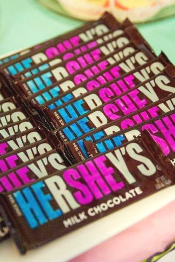 Gender Reveal Baby Shower Hershey's | CatchMyParty.com