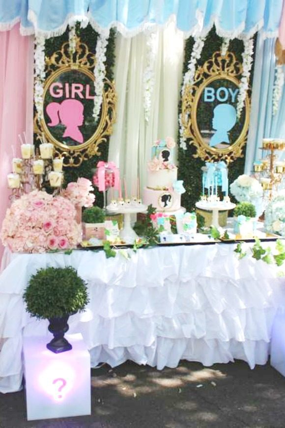 Gender Reveal Dessert Table | CatchMyParty.com
