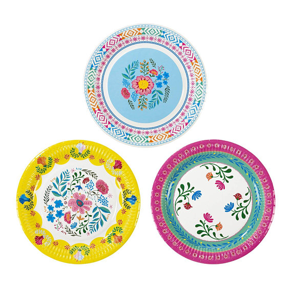 Llama party supplies - Floral Boho PaperPlates | CatchMyParty.com