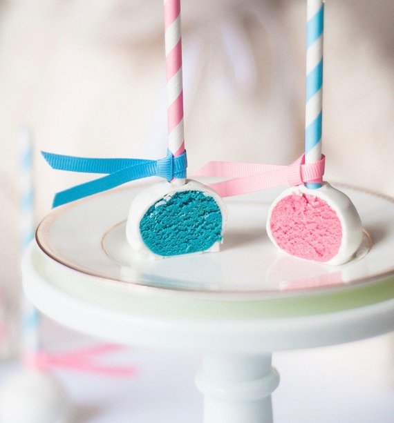 Gender Reveal party supplies - Cake Pops| CatchMyParty.com