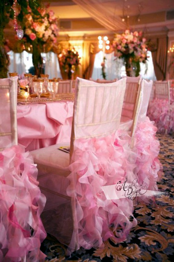 Pink Ruffle Chair Cover 