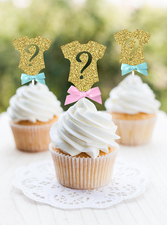 Gender Reveal party supplies - Cupcake Toppers | CatchMyParty.com