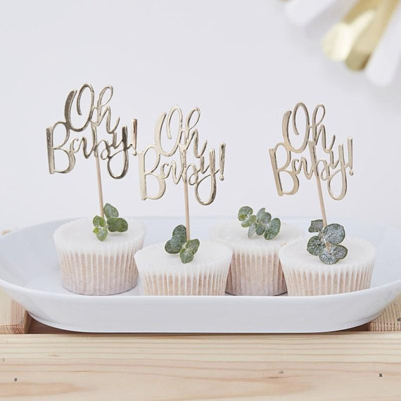 Gender Neutral baby shower party supplies - Cupcake Toppers | CatchMyParty.com