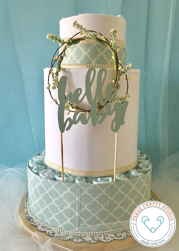 Gender Neutral baby shower party supplies - Diaper Cake | CatchMyParty.com