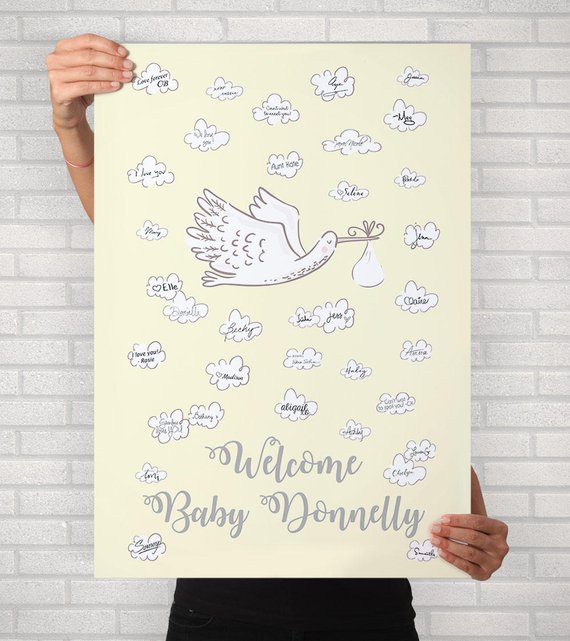 Gender Neutral baby shower party supplies - Guest Book Poster | CatchMyParty.com