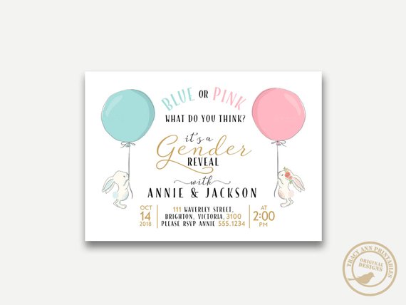 Gender Reveal party supplies - Invitation | CatchMyParty.com