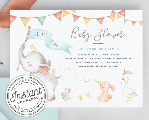 Gender Neutral baby shower party supplies - Invitation | CatchMyParty.com