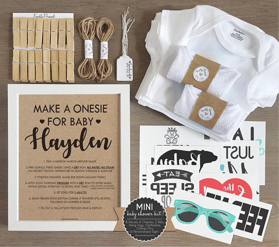 Gender Neutral baby shower party supplies - design onesie | CatchMyParty.com