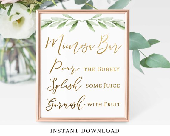 Bridal Shower party supplies - Mimosa Bar Sign | CatchMyParty.com