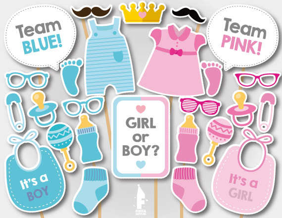 Gender reveal party supplies - Photo Booth Props | CatchMyParty.com