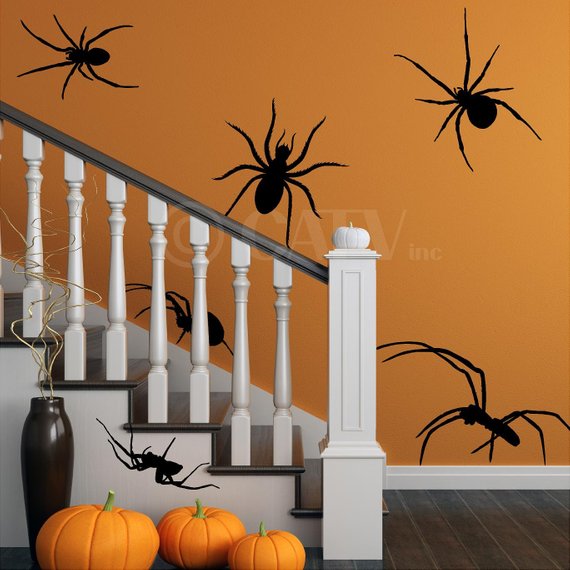Scary Halloween decoration supplies - Spider Wall Stickers | CatchMyParty.com