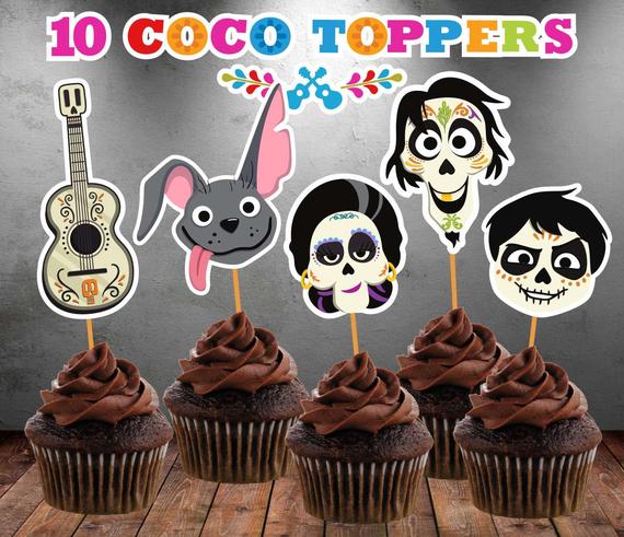 Disney Coco party supplies - Cupcake Toppers | CatchMyParty.com