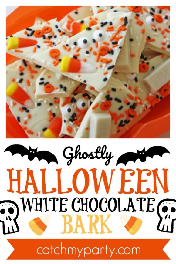 Ghostly Halloween White Chocolate Bark | CatchMyParty.com