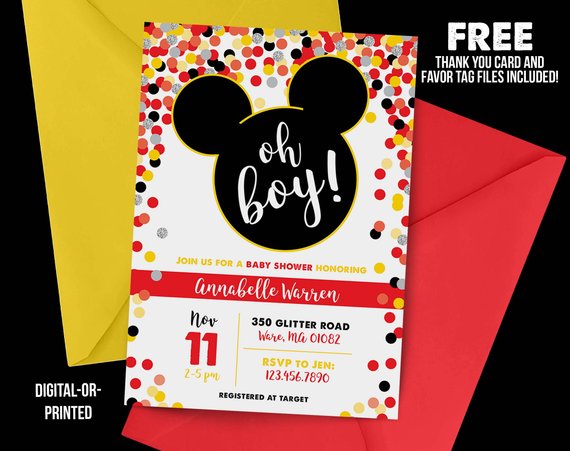 Mickey Mouse Baby Shower Invitation | CatchMyParty.com