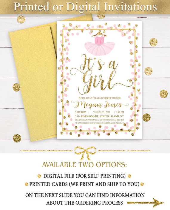 Ballerina Baby Shower Invitation | CatchMyParty.com