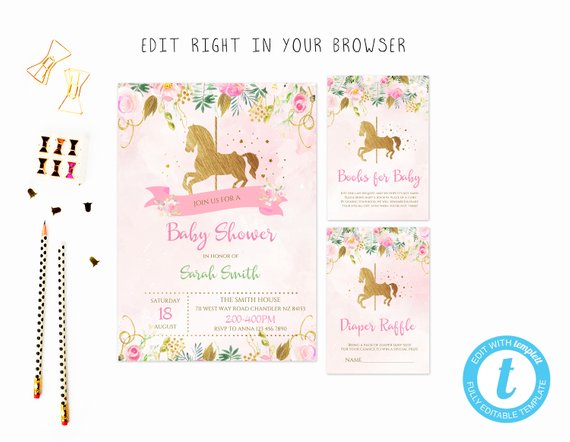 Carousel Baby Shower Invitation | CatchMyParty.com