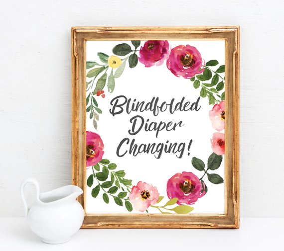 Baby shower party game supplies - Diaper Changing Sign | CatchMyParty.com