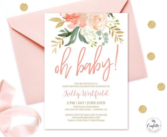 Floral Baby Shower Invitation | CatchMyParty.com