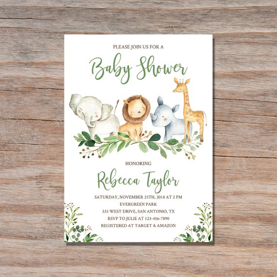 Jungle Animal Baby Shower Invitation | CatchMyParty.com