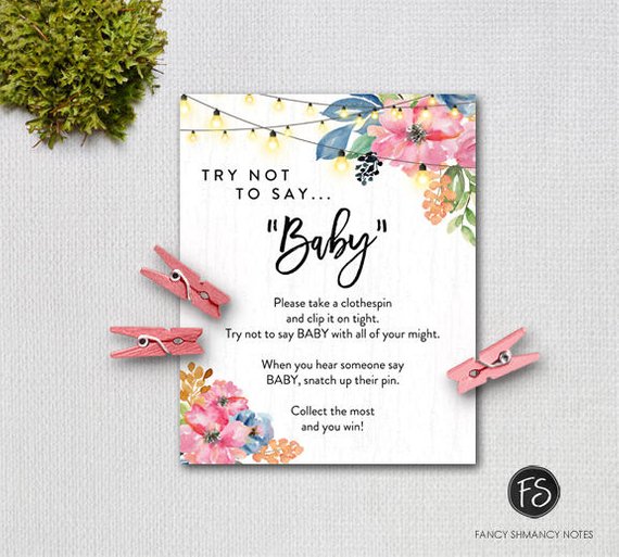 Baby shower party game supplies - Don't Say Baby | CatchMyParty.com