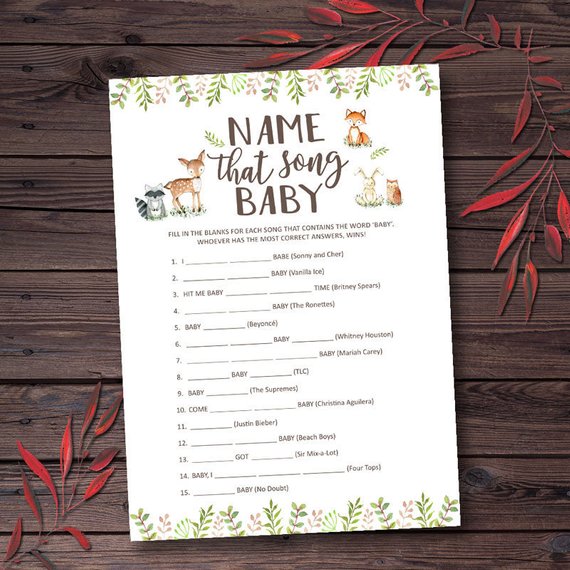Baby shower party game supplies - Name That Song | CatchMyParty.com