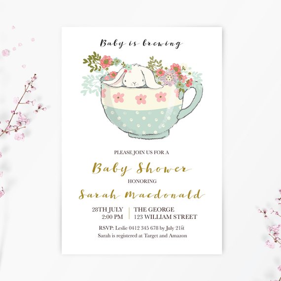 Tea Party Baby Shower Invitation | CatchMyParty.com