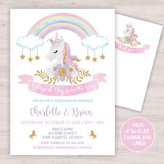 Unicorn Baby Shower Invitation | CatchMyParty.com