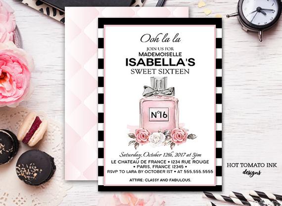 Chanel Sweet 16 Invitation | CatchMyParty.com