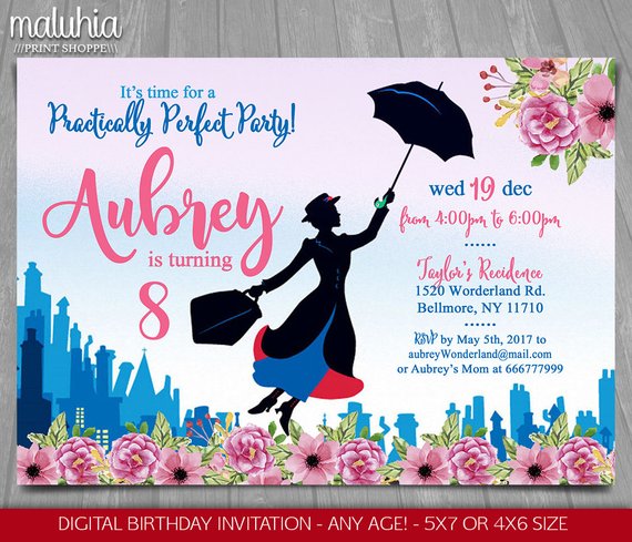 Mary Poppins party invitation | CatchMyParty.com