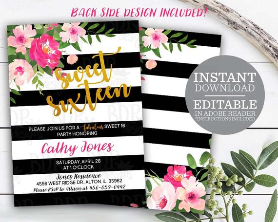 Kate Spade Sweet 16 Invitation | CatchMyParty.com