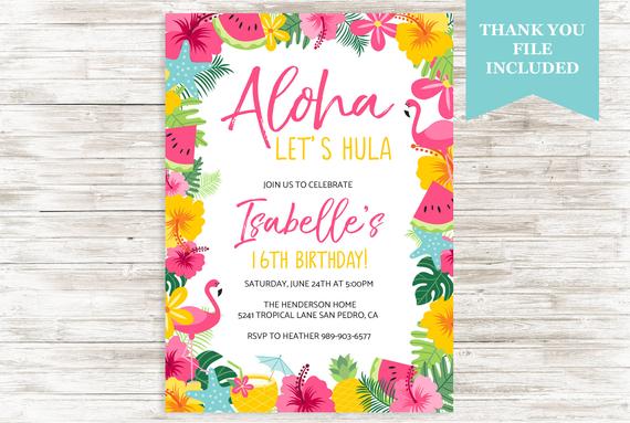 Luau Sweet 16 Invitation | CatchMyParty.com