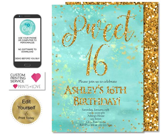 Mermaid Sweet 16 Invitation | CatchMyParty.com