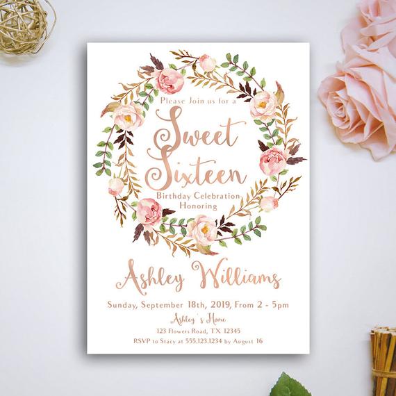 Rustic Sweet 16 Invitation | CatchMyParty.com