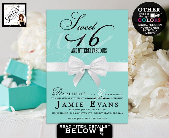 Tiffany's Sweet 16 Invitation | CatchMyParty.com