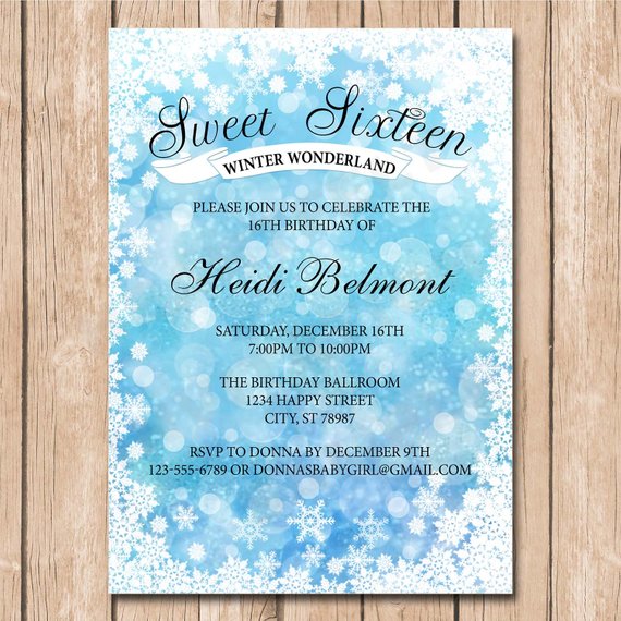 Winter Wonderland Sweet 16 Invitation | CatchMyParty.com