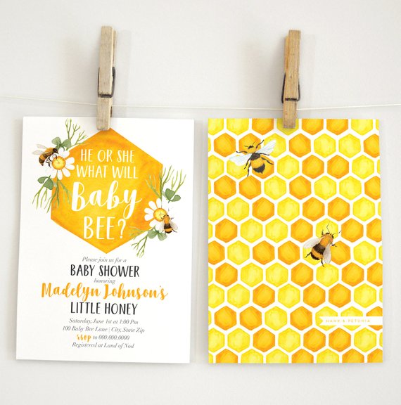 Gender Neutral Bumble Bee Baby Shower Invitation | CatchMyParty.com