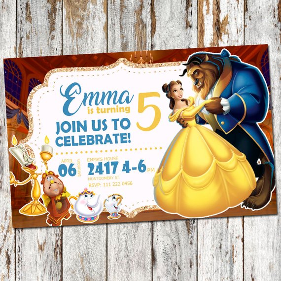 Beauty and the Beast Princess Party Invitation | CatchMyParty.com