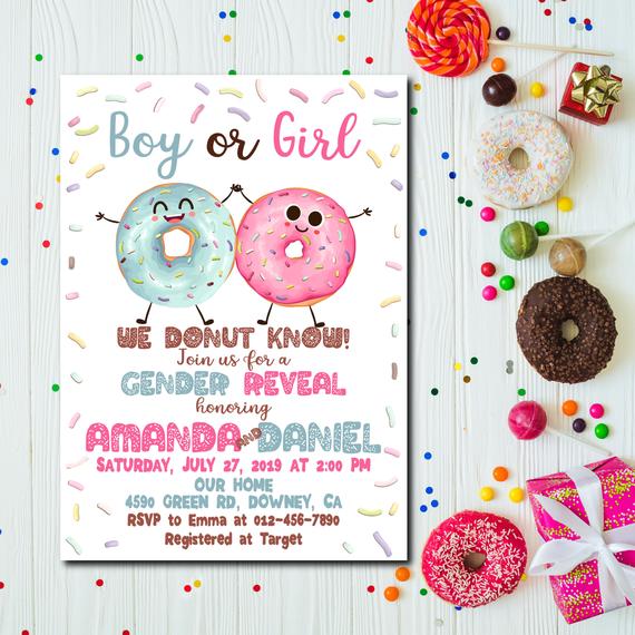 Gender Neutral Donut themed Baby Shower Invitation | CatchMyParty.com