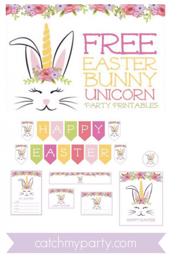Download These FREE Easter Bunny Unicorn Printables Now! | CatchMyParty.com