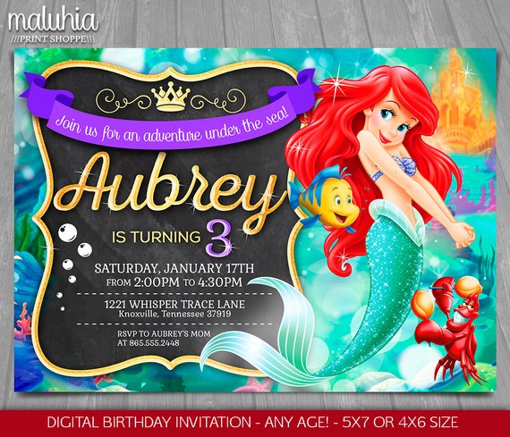 Princess Ariel Little Mermaid Party Invitation | CatchMyParty.com