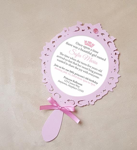 Princess cut out mirror party invitation