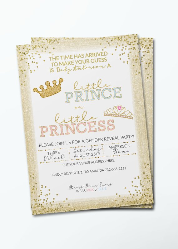 Gender Reveal Prince or Princess Baby Shower Invitation | CatchMyParty.com