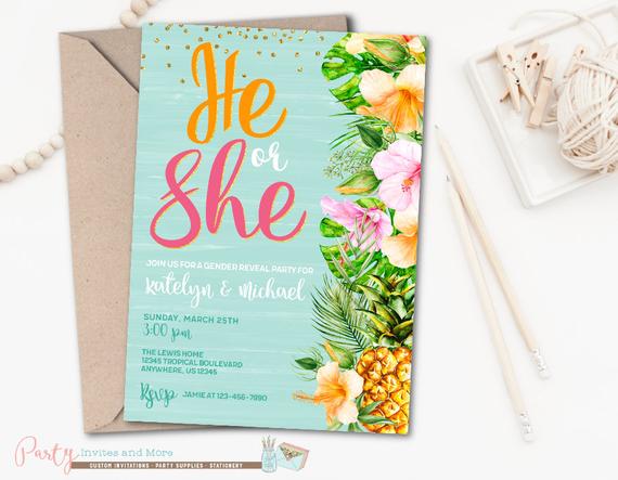 Gender neutral Tropical Baby Shower Invitation | CatchMyParty.com