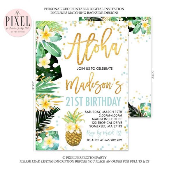 21st Luau Party Invitation