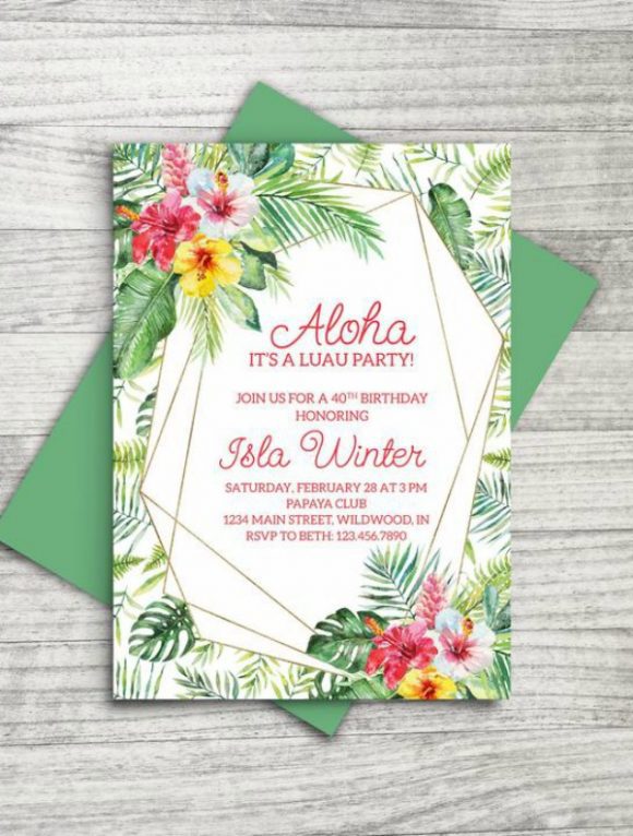 40th Luau Party Invitation