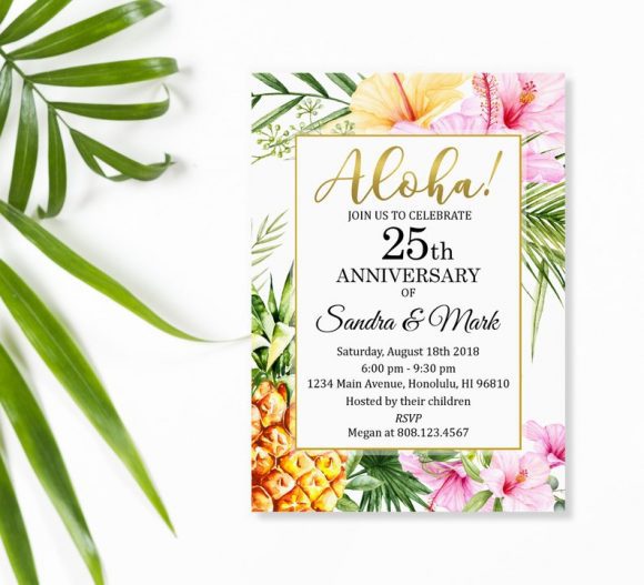 Luau Wedding Anniversary Party Invitation