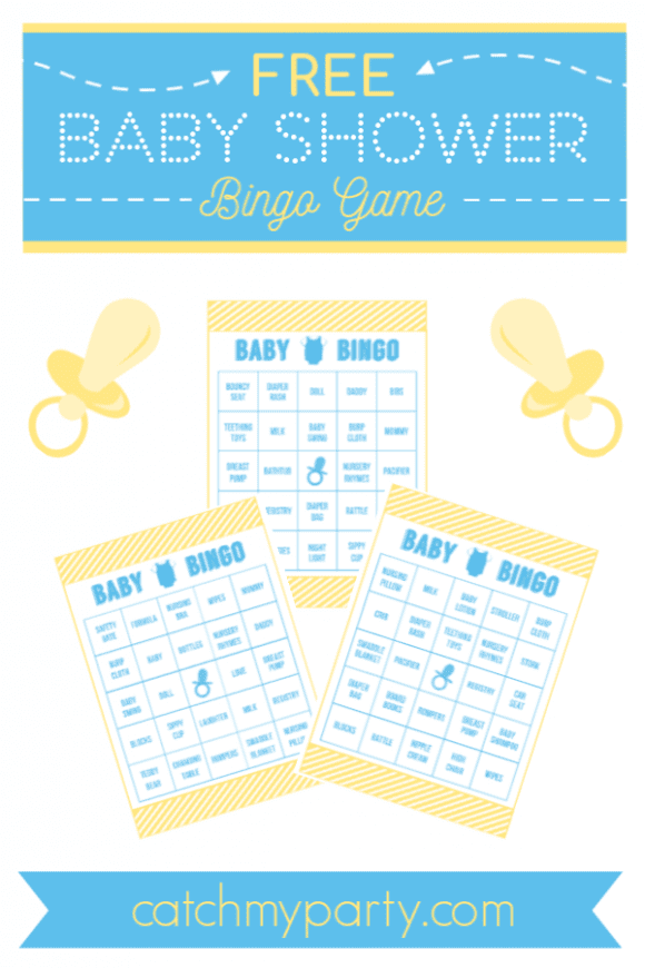 FREE Pink and Yellow Free Printable Baby Shower Bingo for Boys | CatchMyParty.com