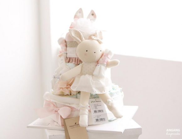 Bunny Diaper Cake for a Baby Girl