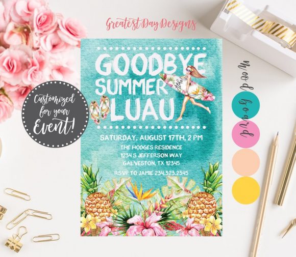 End of Summer Luau Party Invitation
